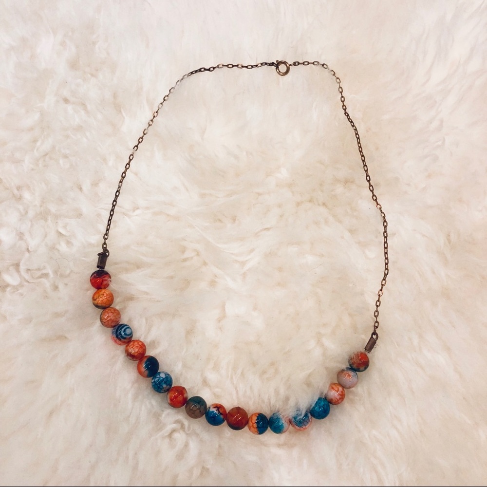 Multi color beaded necklace with copper chain 📿
